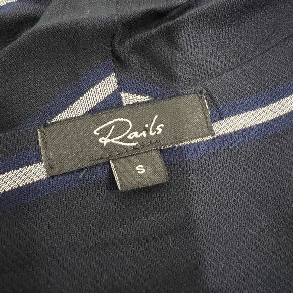 Rails Stripe Long Sleeve Blouse Small Navy Blue & White Womens  Ava Livorno - Picture 3 of 13